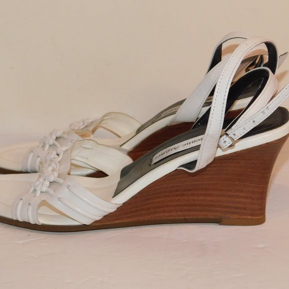 Eitenne Aigner Wedge Heel Leather Sandals Open Toe - Picture 6 of 10